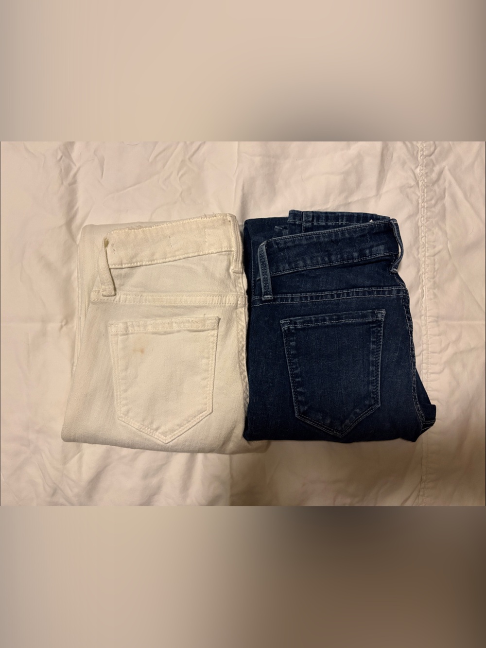 GUESS Power Skinny Low Skinny Blue & White Distressed Women's Jeans Denim